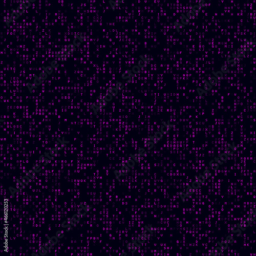 Fototapeta Naklejka Na Ścianę i Meble -  Technology Background. Magenta sparse alphabet letters background. Big sized seamless pattern. Amazing vector illustration.