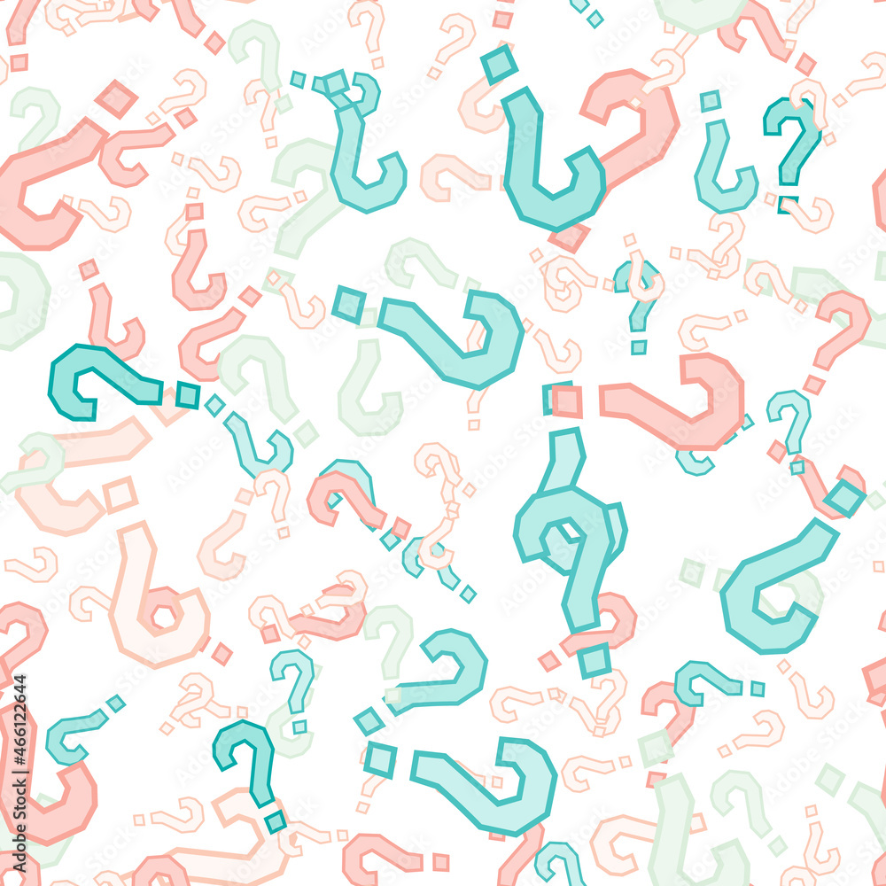 Quiz seamless pattern. Question marks, doubt, faq