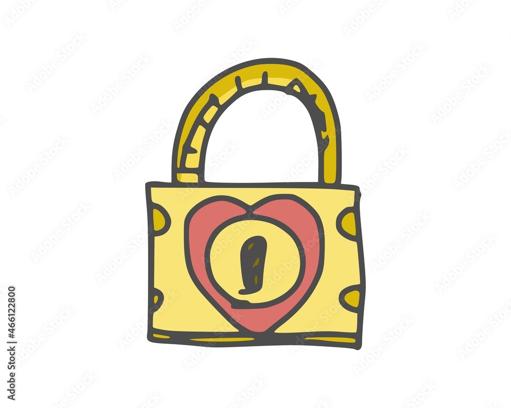 door lock antique golden simple drawing vector new