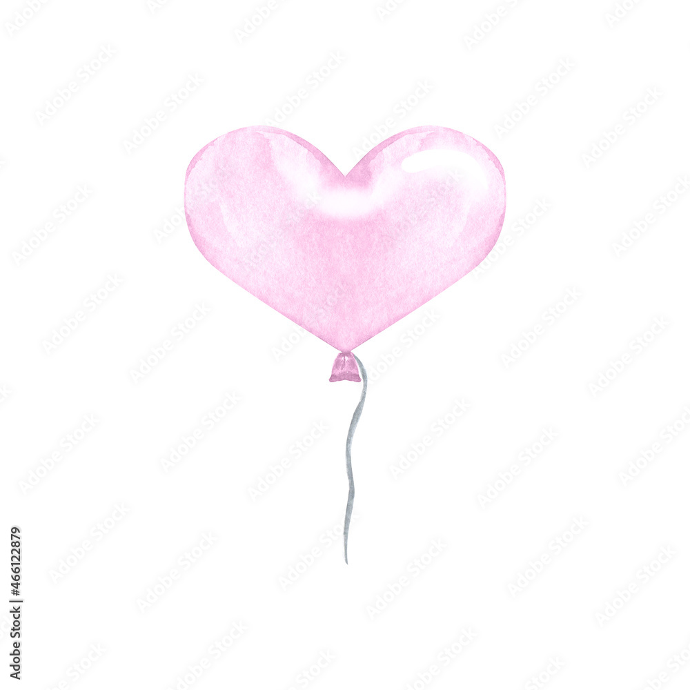 Watercolor heartshaped balloon Watercolor heartshaped balloon