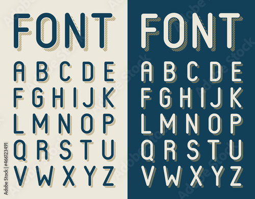 Modern futuristic uppercase alphabet design with shadow.