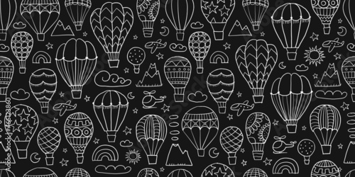 Colorful Hot Air Balloons Collection. Seamless Pattern for your design