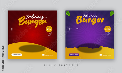 Healthy food and vegetable social media post or Healthy salad Instagram post template