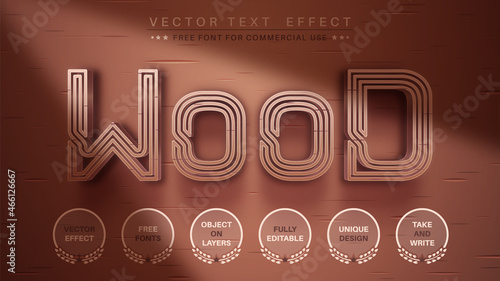 Wood - editable text effect, font style