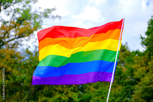 rainbow lgbt flag on the wind
