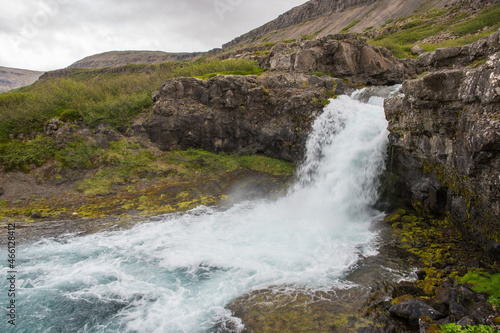 Gongumannafoss waterfall in river Dynjandi in Arnarfjordur in the westfjords of Iceland