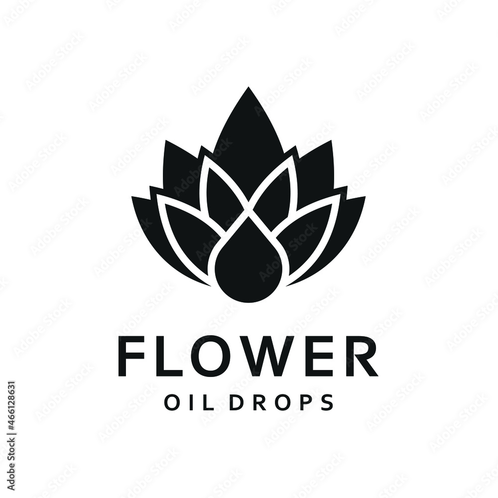 Lotus Flower and Oil Drops Logo Design Lotus Flower and Oil Drops Logo Design
