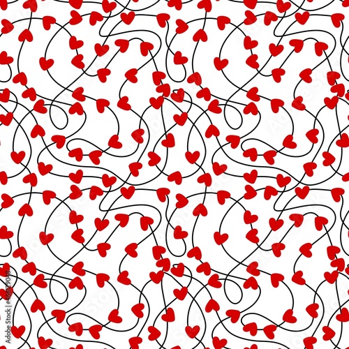 Seamless pattern with hobbies rope and love beads on white background