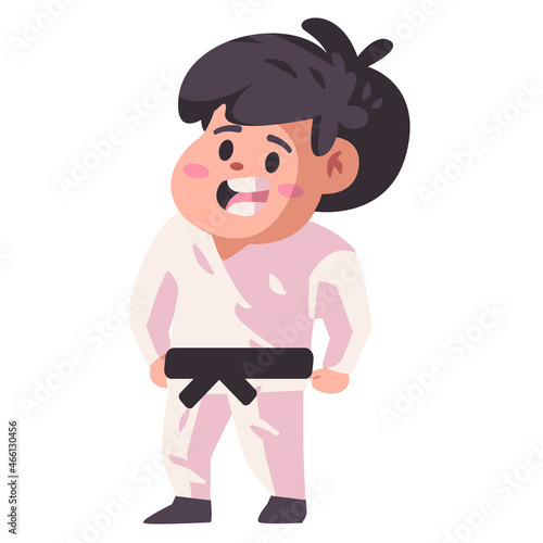 kids children using white kimono will attrack martial arts jarate black belt isolated background vector illustration photo