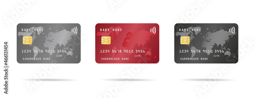 red, black and gray credit card mockup template design