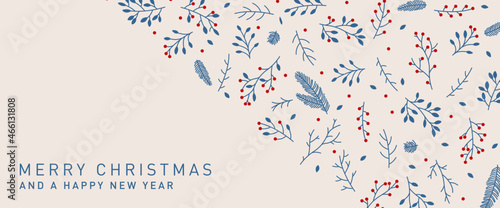 Modern Christmas Card Holiday Plants Floral Wallpaper Banner
