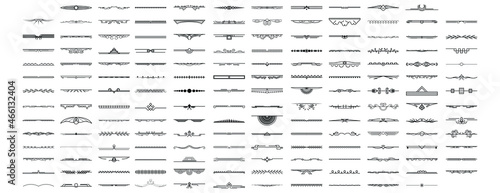 Set Black Simple Line Collection Doodle Border Elements Vector Design Style Sketch Isolated Illustration For Banner