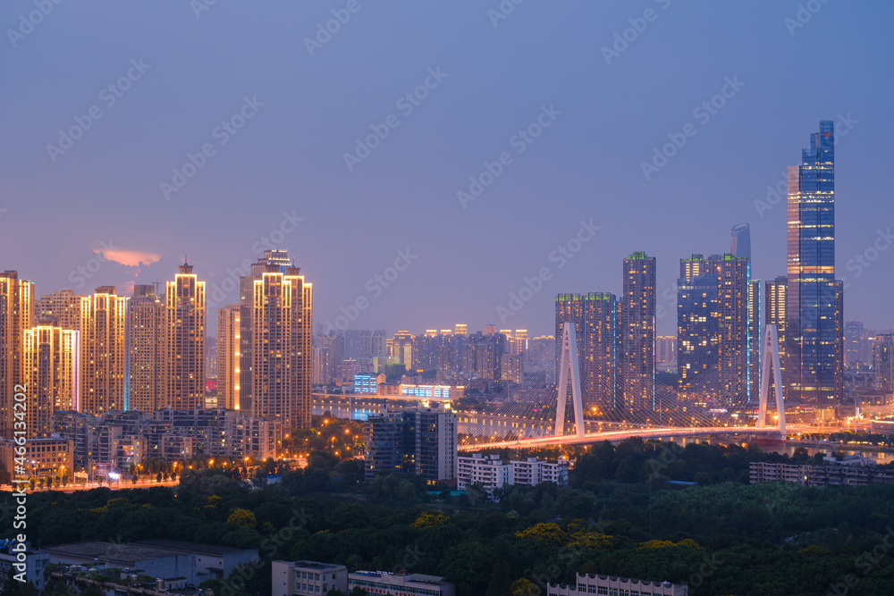 Wuhan city skyline scenery in Hubei, China