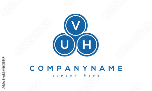 VUH three letters creative circle logo design with blue photo