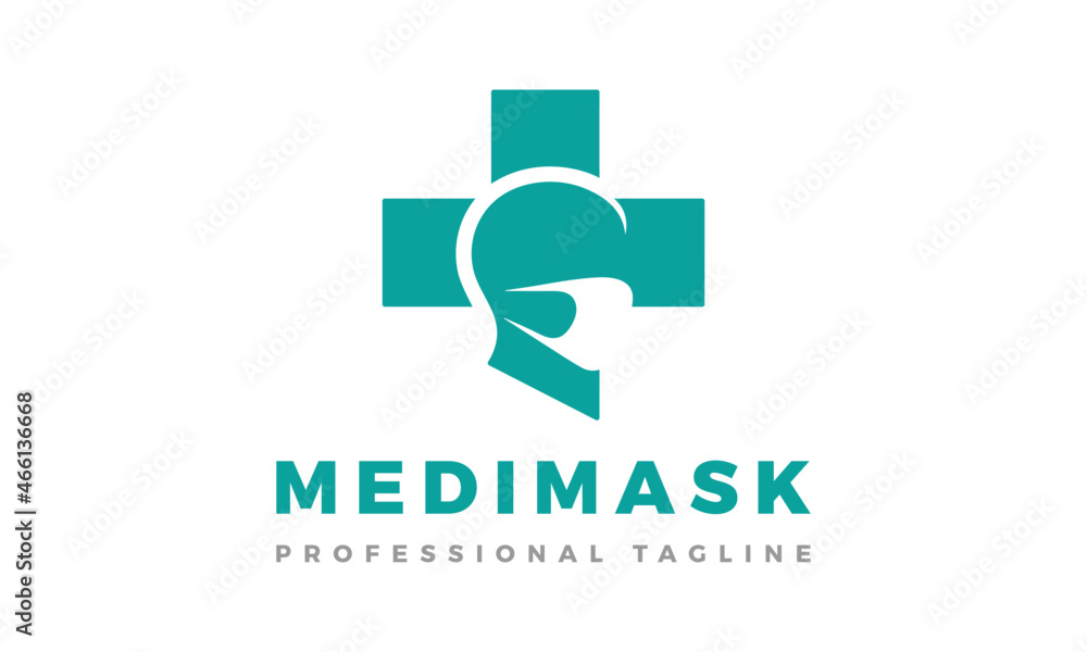 Medical Surgical Face Mask Logo Design Vector Icon Illustrations.