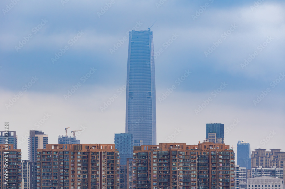 Obraz premium Wuhan city skyline scenery in Hubei, China