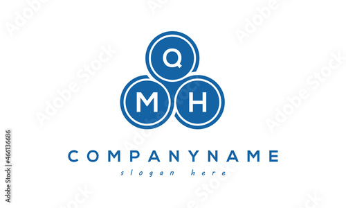 QMH three letters creative circle logo design with blue photo