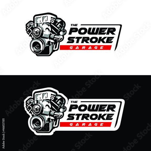 Power stroke diesel engine garage ready made logo template