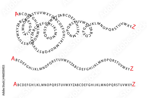 A tangled path from alphabet or letters.The concept of simplifying a confusion or road in psychotherapy, psychology, or goal achievement.