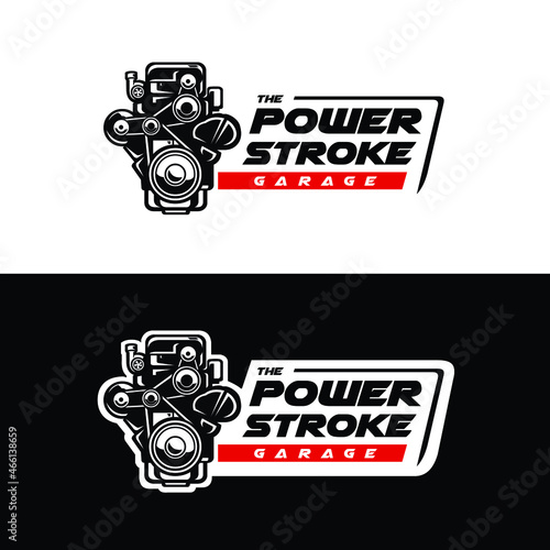 Power stroke diesel engine garage ready made logo template