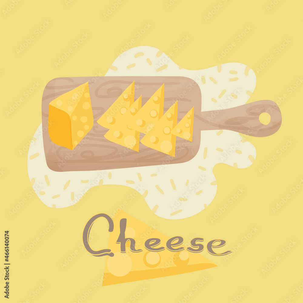 Cheese served on a wooden cutting board. Cheese served on a wooden cutting board.