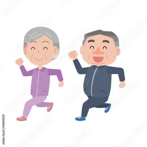 運動する老夫婦