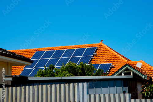Residential Solar Panels on House Roof photo