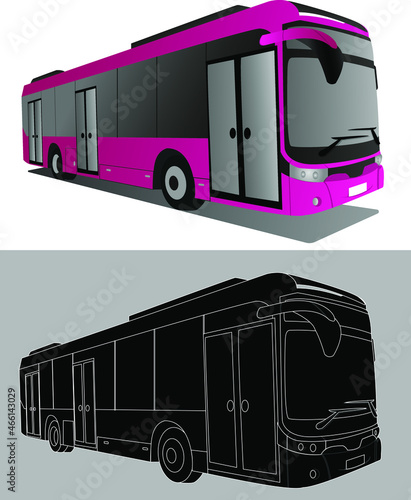 modern hi-tech red tour bus with fullcolor and black shadow. by vector design