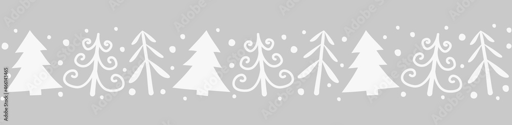 Design of hand drawn Christmas trees. Banner. Vector Design of hand drawn Christmas trees. Banner. Vector