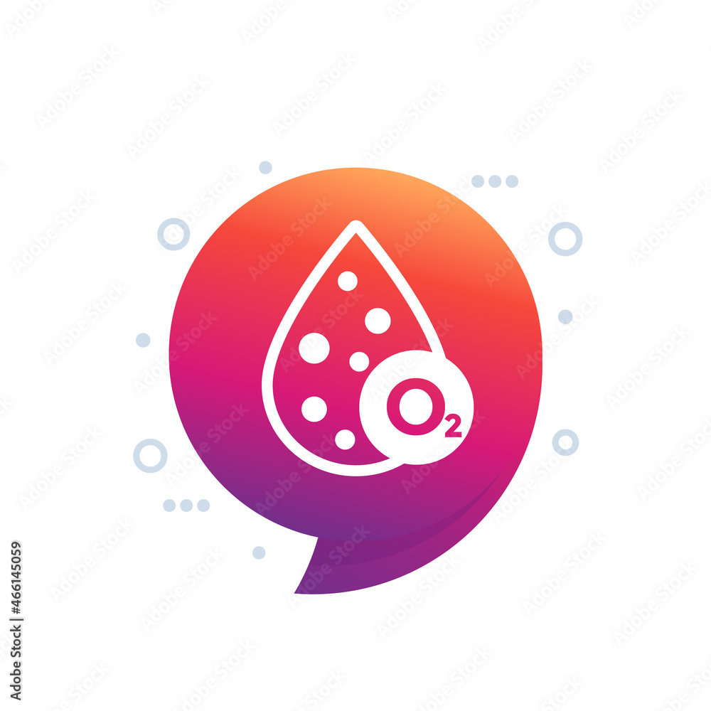 oxygen in blood icon, O2 monitoring vector oxygen in blood icon, O2 monitoring vector