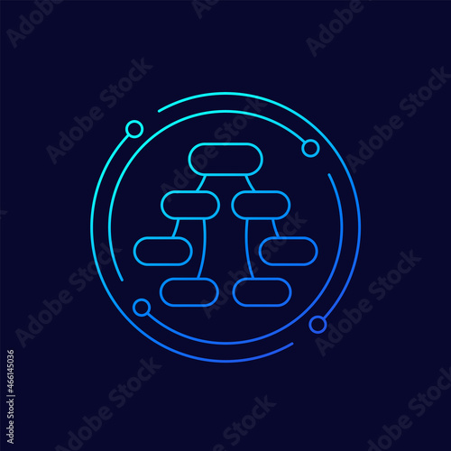 Flow chart icon, line vector