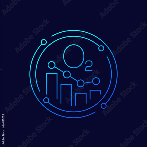 oxygen level line icon with chart, vector