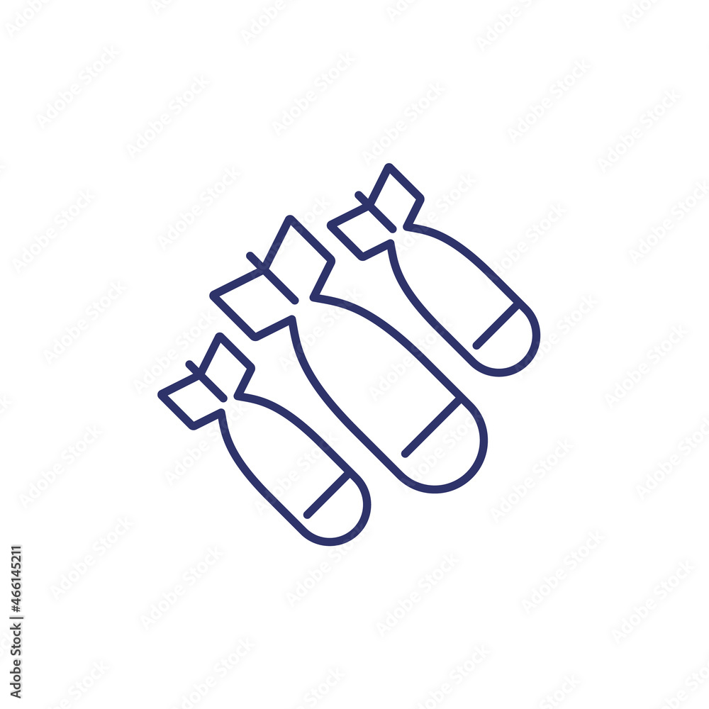 bombs or bombing line icon on white bombs or bombing line icon on white