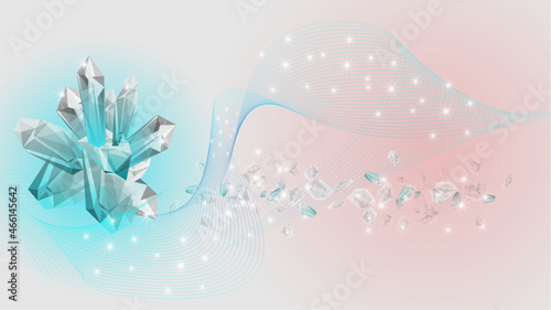 Crystal stalagmite wallpaper on soft white background