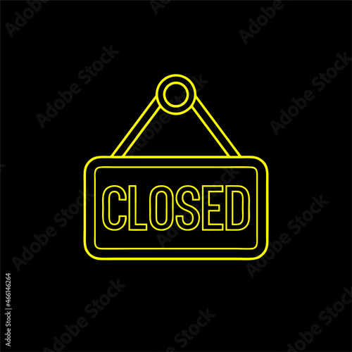 Close yellow sign, we Close, with shadow isolated on a transparent background. Realistic Design Template - Vector photo