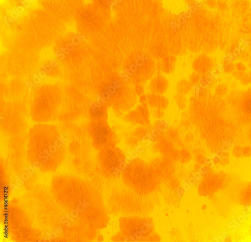 Psychedelic Dyed Texture. Abstract Dye. Hippie Circular Pattern. Yellow Artistic Fabric. Tie Die Spiral Kaleidoscope. Circle Ink Roll. Color Background. Batik Dress. Orange Swirl Abstract Dye.