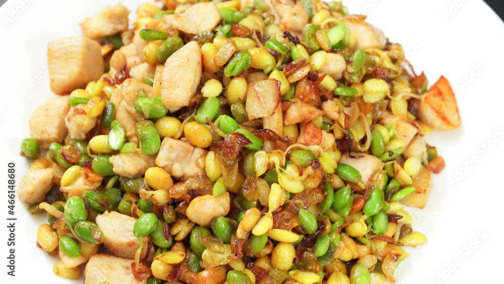 Chinese family fried chicken with small bean sprouts Chinese family fried chicken with small bean sprouts