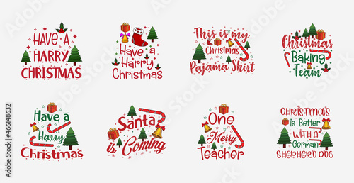 Merry Christmas typography lettering quotes collection. Design for postcard, invitation, greeting card, poster, gift.