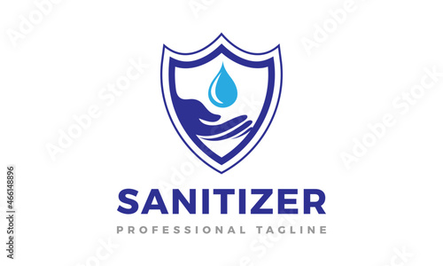 Virus Protection Hand Wash Sanitizer Logo Design Vector Icon Illustrations.