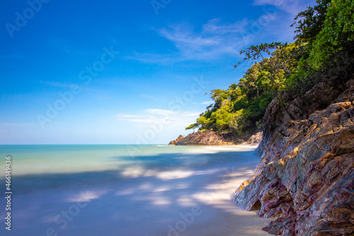 long exposure landscape, beach, sea, clouds, blue sky