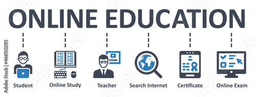 Online Education icon - vector illustration . education, study, e-learning, infographic, template, presentation, concept, banner, pictogram, icon set, icons .