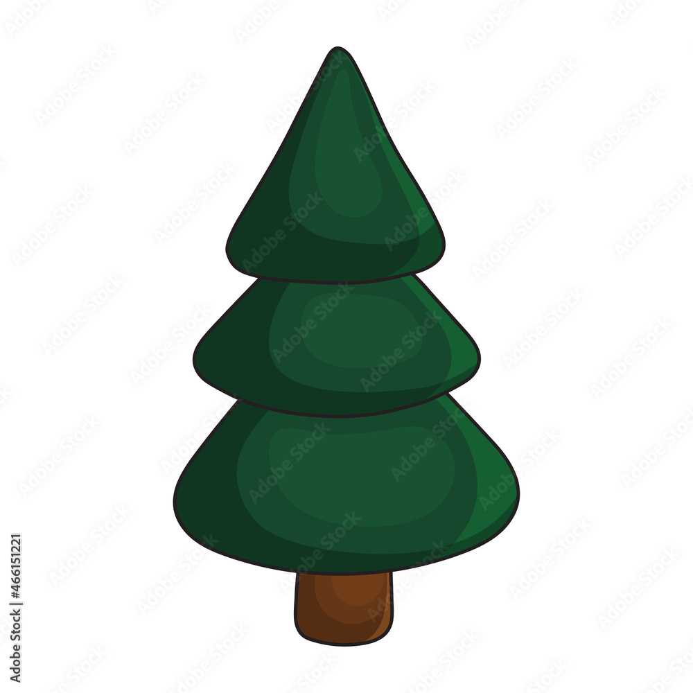 Christmas Tree. Cute cartoon evergreen pine, fir or spruce isolated on white background. Winter symbol. Christmas or New Year design element for decoration, poster, education card, banner. Flat style. Christmas Tree. Cute cartoon evergreen pine, fir or spruce isolated on white background. Winter symbol. Christmas or New Year design element for decoration, poster, education card, banner. Flat style.