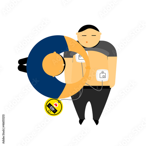 Cartoon character for Cardiopulmonary resuscitations or CPR by one person.