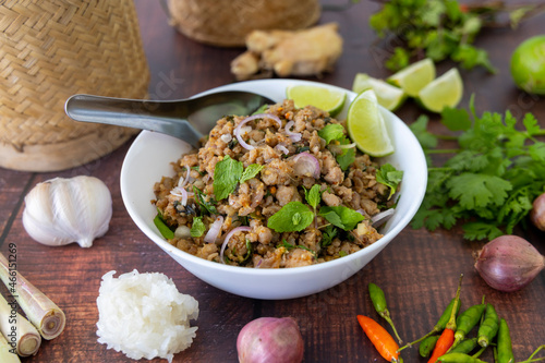 Laab Moo, Thai spicy ground pork, lemongrass and mint salad