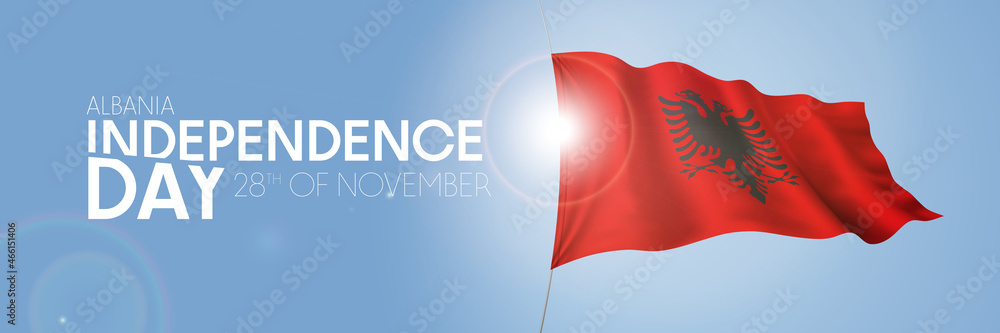 Albania happy independence day greeting card, banner with template text vector illustration Albania happy independence day greeting card, banner with template text vector illustration