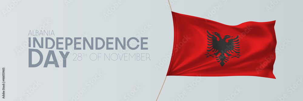 Albania independence day vector banner, greeting card. Albania independence day vector banner, greeting card.