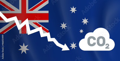 australia educing co2 carbon dioxide emission  graph down vector illustration