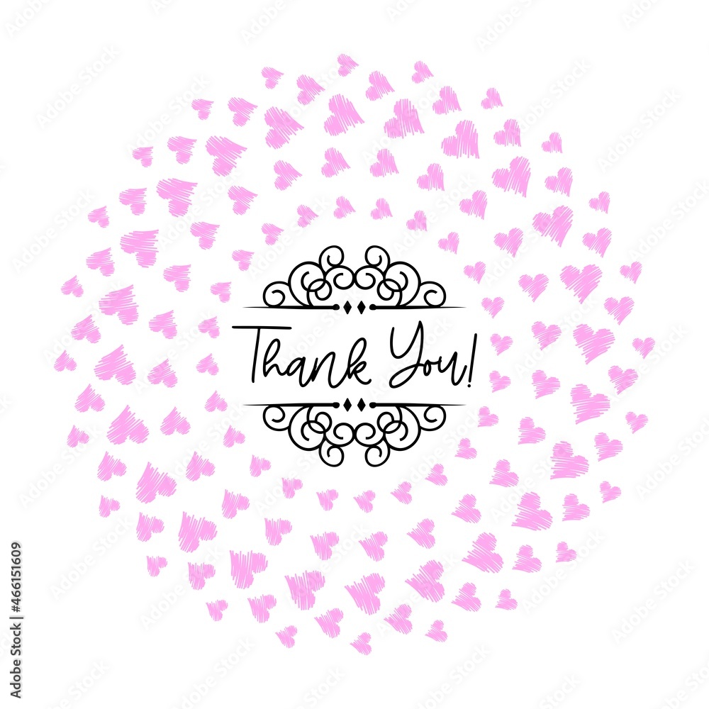 Thank You Card. Hand Written Lettering for Title, Heading, Photo Overlay, Wedding Invitation, Thank You Message