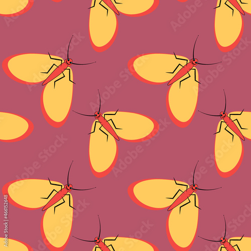Illustration on a square background - stylized moths - graphics. Summer, insects, unbearable ease of life