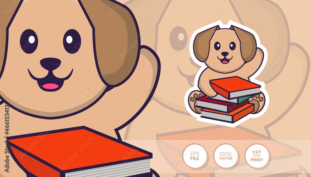 Hand drawn illustration of Cute dog. Cartoon character concept - Stickers Hand drawn illustration of Cute dog. Cartoon character concept - Stickers